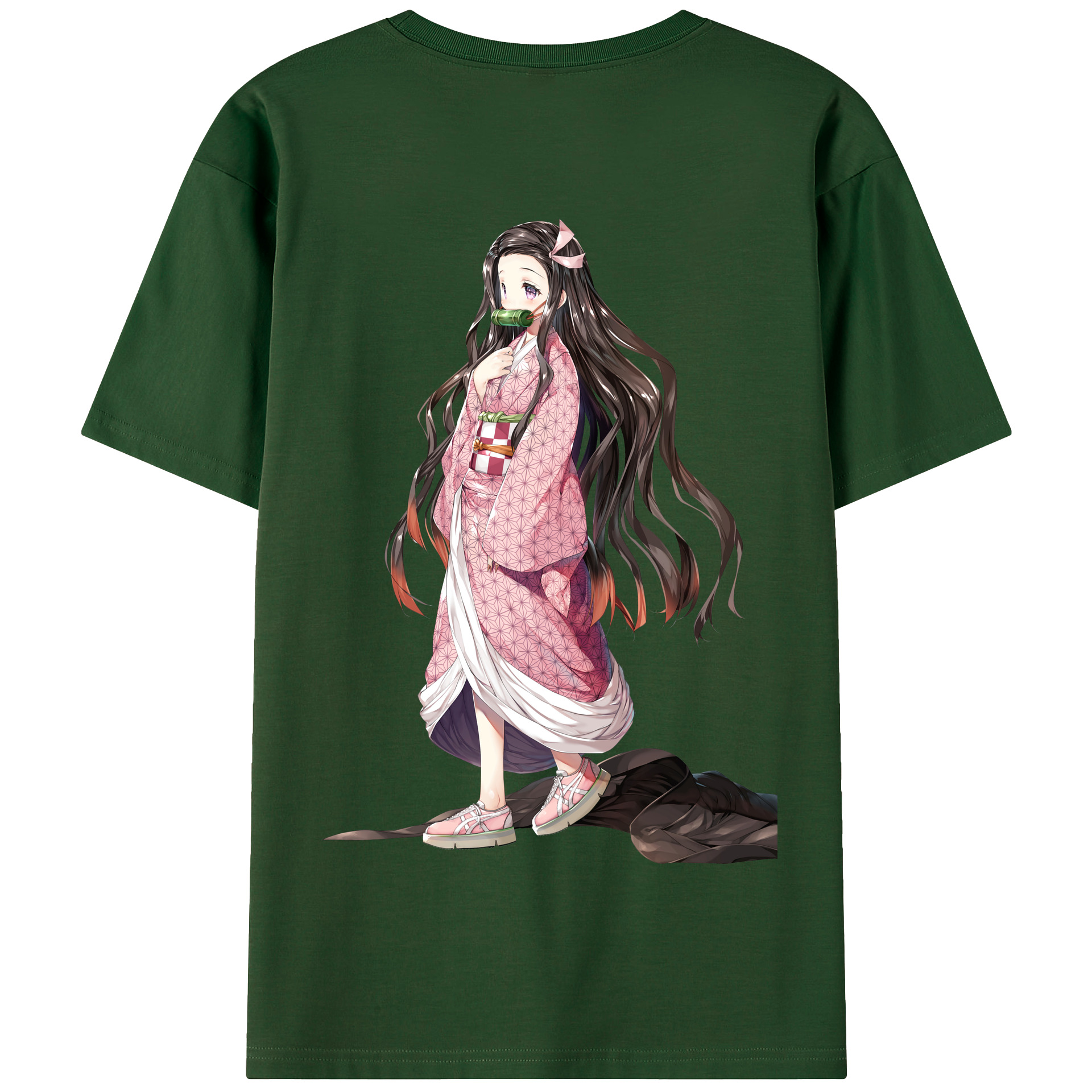 （画像用） 鬼滅の刃（きめつのやいば）竈門 禰󠄀豆子／かまど ねずこ Kamado Nezuko 綿100％半袖Tシャツ（背面プリント）